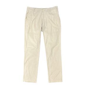 Linksoul Pants Mens 33 Beige John Ashworth Flat Front Stretch Knit Cotton Golf